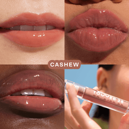 Shade: Oneliner in Paint My Number + ShineOn Lip Jelly in Cashew [Shown is the Rosy Brown Duo]
