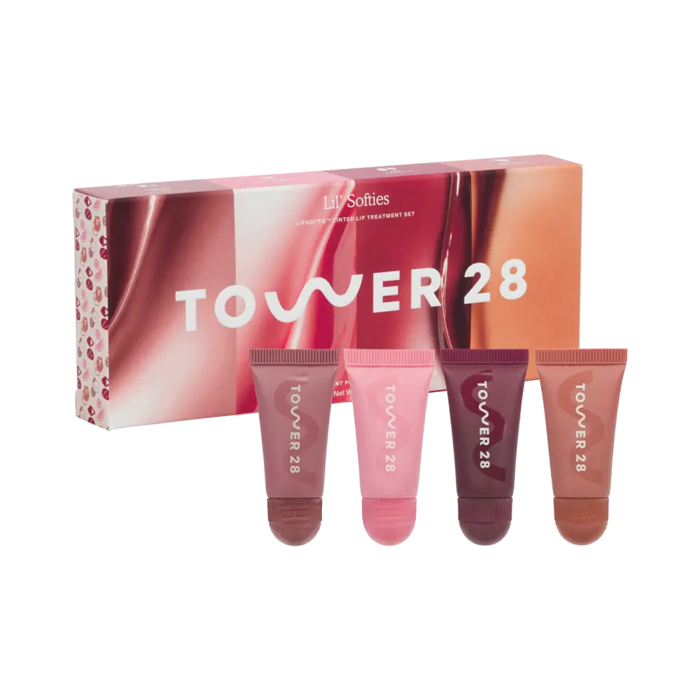 Lil’ Softies Mini Set [Shared Tower 28 Beauty's Lil’ Softies Mini Set features four mini LipSoftie Tinted Lip Treatments including a new shade and flavor exclusive to this kit!]