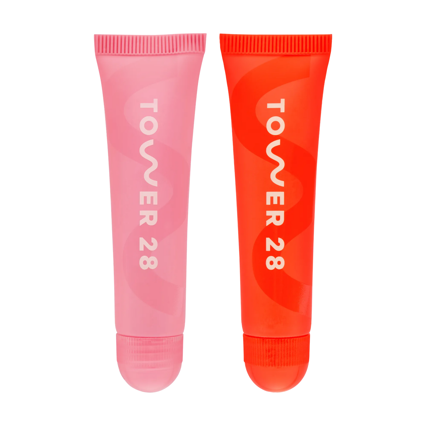 [Shared: Tower 28 Beauty  LipSoftie™ Date Night Duo pictured in Watermelon Kiwi and SOS Clear]