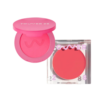 GetSet™ Matte Powder Blush in Feliz Fresca and BeachPlease Cream Blush in Happy Hour [The Tower 28 Beauty Cheeky Duo in Hot Pink Cheeks]