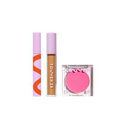 Go To Set [Shared Tower 28 Beauty's Go To Set which features MakeWaves™ Mascara, Swipe Serum Concealer, and BeachPlease Cream Blush]